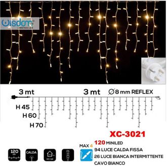 Trade Shop Trade Shop - Tenda Luminosa Natalizia 120 Led Luce Calda Fissa + Bianca Intermittente Xc-3021