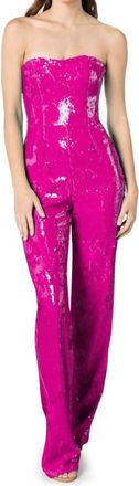 Dress The Population Andy Sequin Strapless Jumpsuit In Hot Pink