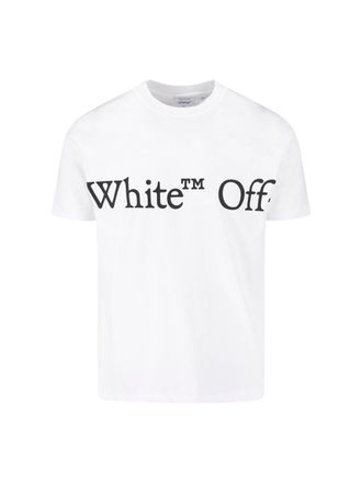 Off-white White Bookish Lettering Cotton T-Shirt