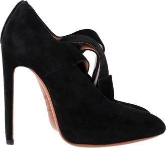 Alaia Buckled Strap Pumps in Black Suede