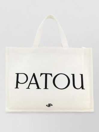 Patou canvas shopping tote bag top handles