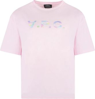A.P.C. Ana Katoenen T-shirt met ronde hals - Dames - T-shirts - Roze - L - Katoen - Tops