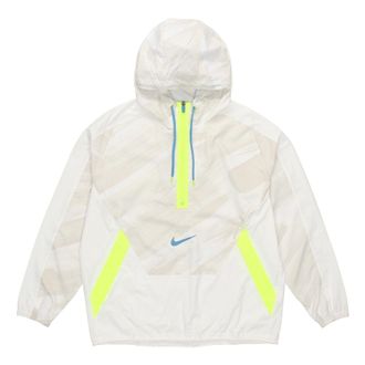 Nike Mens Nike Dri-fit Sport Clash Hooded Half Zipper Athleisure Casual Sports Pullover Jacket Autumn Creamy White DD1724-100