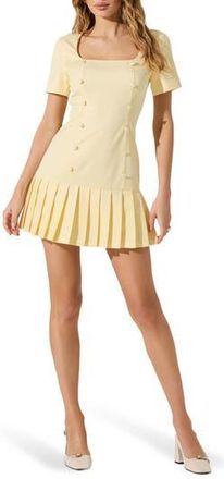 ASTR the Label Pleated Minidress in Yellow at Nordstrom Rack, Size X-Small