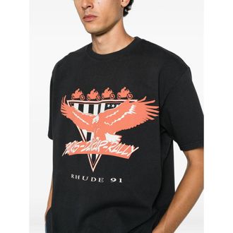 Rhude Logo-Graphic Cotton T-Shirt - Black