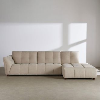 Maisons du monde Sof&aacute; de 4/5 plazas con respaldo deslizante aterciopelado beige