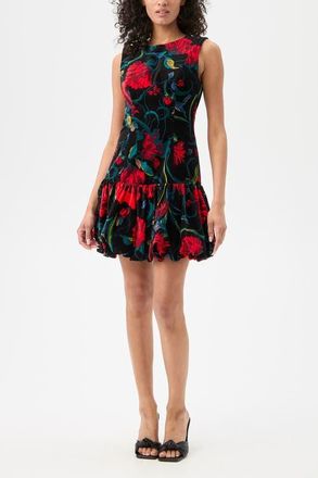Trina Turk Splendored Bubble Hem Printed Velvet Dress in Multi at Nordstrom, Size 10