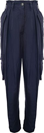 Dries Van Noten Womens Polkar Fluid Viscose Loose Fit Workwear Trousers W/ Pleats And Patch Pockets - Blue - Size 30 (Waist)