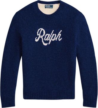 Polo Ralph Lauren Logo Sweater - Heren - Ronde hals truien - Blauw - XL - Wol - Truien & Vesten