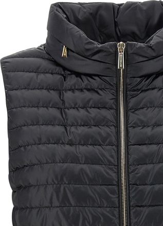 Moorer Womens Black Polyester Sleeveless Jacket Clothing