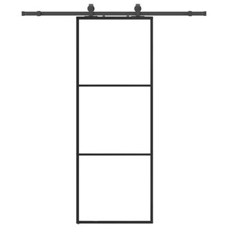 Berkfield Home Sliding Door with Hardware Set Black 76x205 cm ESG Glass