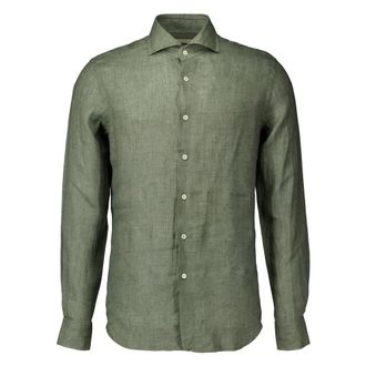 Xacus Casual Shirts, male, Green, 6XL, Green Long Sleeve Shirt