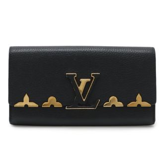 Louis Vuitton Black Noir Leather Long Wallet (Bi-Fold) (Pre-Owned)