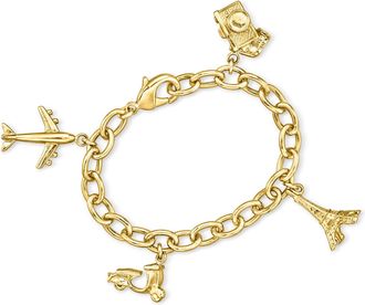 Ross-Simons Italian 14kt Yellow Gold-Plated Travel Charm Bracelet
