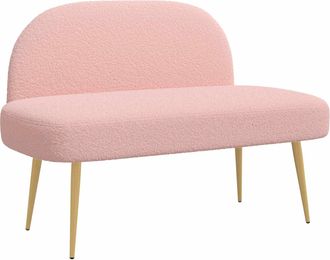 vidaXL Banco Tapizado Con Respaldo Rosa 110 X 60 X 76 Cm Boucl&eacute; Vidaxl