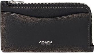 Coach New York Zip Card Case In Loved Leather Wallet Womens Handbags Black Brown