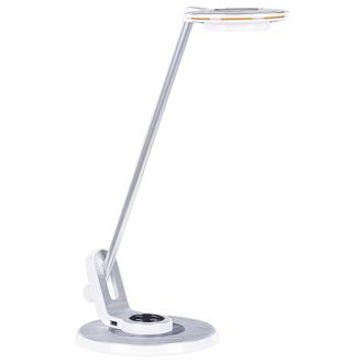 Beliani L&aacute;mpara De Oficina Led De Metal Plateado Blanco 45 Cm Brazo Ajustable Usb Corvus
