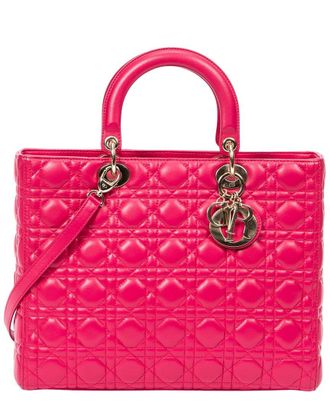 Dior Pink Cannage Lambskin Leather Large Lady Dior Zip, Never Carried (Authentic Pre-Loved)