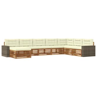 vidaXL Conjunto De Sof&aacute;s De Exterior Con Coj&iacute;n 8 Pcs Natural Y Crema Vidaxl