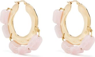 Jil Sander crystal-embellished hoop earrings - women - Metal/Stone - One Size - Pink