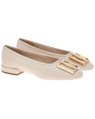 Ferragamo Chunky-Buckle Leather Ballet Flat