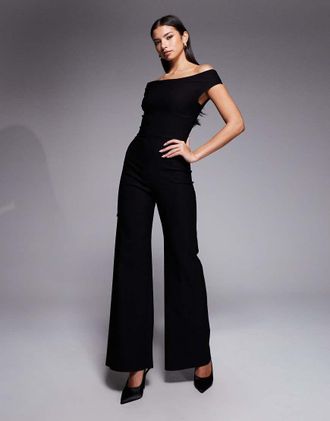 Vesper Tuta jumpsuit nera con spalle scoperte-Nero