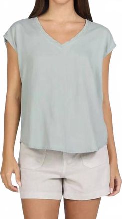 Dear John Denim Yanis V Neck Cap Sleeve Top In Iceberg Green