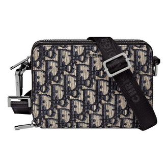 Dior Shoulder Strap Pouch Beige Black Oblique Jacquard 2OBBC119YSE-H05E