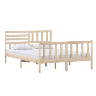 Berkfield Home Beautiful Bed Frame Solid Wood 140x200 cm in Light Tan