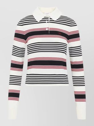 Celine striped cotton knit polo sweater long sleeves