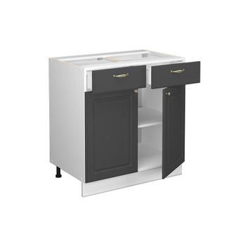 Vicco Mueble Bajo De Cocina Fame-line, Antracita-oro, 80 Cm, Et M&aacute;rmol