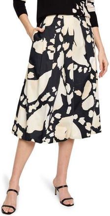 Nic+Zoe Evening Petal Bubble Hem Cotton Midi Skirt in Black Multi at Nordstrom Rack, Size Xx-Large