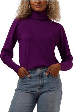Notre-V Basic Gebreide Blouse - Dames - Coltruien - Paars - 2XL - Leer - Truien & Vesten
