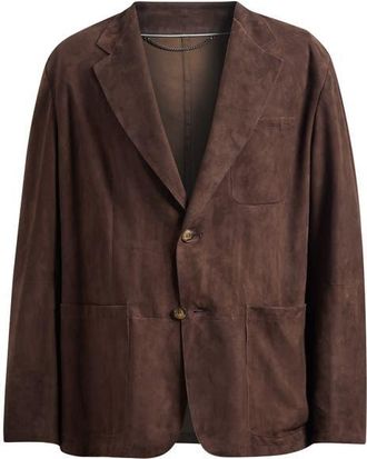 Canali Brown Suede Blazer in Dark Brown at Nordstrom, Size 40 Us