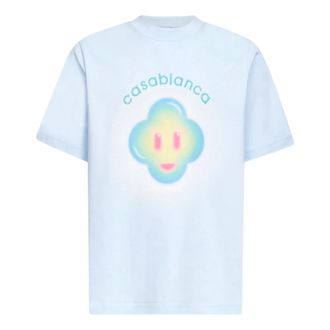 Casablanca T-Shirts, male, Blue, Size: 2XL Cotton T-Shirt