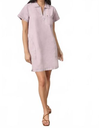 Lilla P Twill Split Neck Collared Dress In Thistle