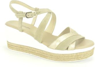 Nero Giardini Sandalen met jute zool - Dames - Sleehakken - Geel - 41 EU - Jute - Schoenen