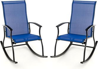 Costway Costway 2 Mecedoras Jardin Exterior, Mecedora Jardin Exterior Con Asiento Textilene, Balanceo Suave, 102 X 68 X 100 Cm, Carga 150kg, Terraza Patio Jar