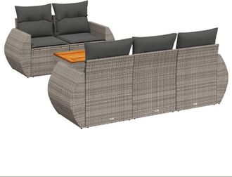 vidaXL Set De Muebles De Jard&iacute;n 6 Pzas Y Cojines Rat&aacute;n Sint&eacute;tico Gris Vidaxl