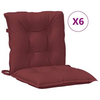 vidaXL Cojines Para Silla Respaldo Bajo 6 Ud Tela Rojo Tinto Melange Vidaxl