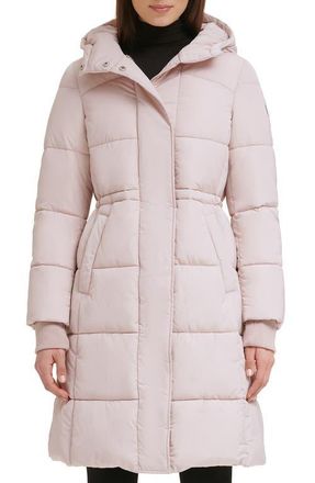 Kenneth Cole Memory 3/4 Length Puffer Jacket in Rose Dust at Nordstrom, Size X-Small