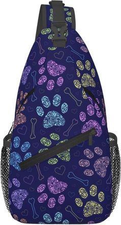 Generic Flower Flower Texture Cat Paws Purple Crossbody Bag Trendy Chest Bag Anti Theft Daypack For Women Casual Men