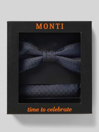 Monti Set aus Fliege und Einstecktuch aus reiner Seide in Dunkelblau, Größe 1