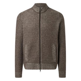 Maerz Gebreide jas met rits 1/1 mouw - Heren - Truien - Bruin - Maat: XL Wol
