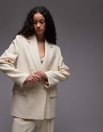 Mango Blazer oversize giallo pallido in coordinato