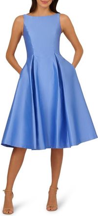 Adrianna Papell Sleeveless Mikado Fit & Flare Midi Dress in Electric Ice at Nordstrom, Size 10