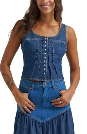 Wrangler Pleated Denim Corset Tank in Lone Rider at Nordstrom, Size X-Large