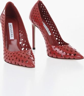 Aquazzura Perforated Heart-Shaped Leather Pumps AMOUROSE with Tacco 10,5cm Aquazzura
