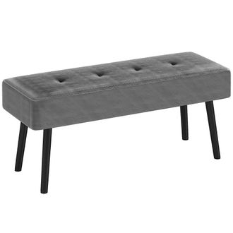 HOMCOM End of Bed Bench with Thick Padding and Steel Legs for Entryway - Cream | TJ Hughes Grey