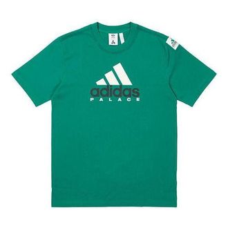 adidas Mens adidas x PALACE Crossover FW22 Alphabet Logo Printing Round Neck Short Sleeve Green T-Shirt HK2137